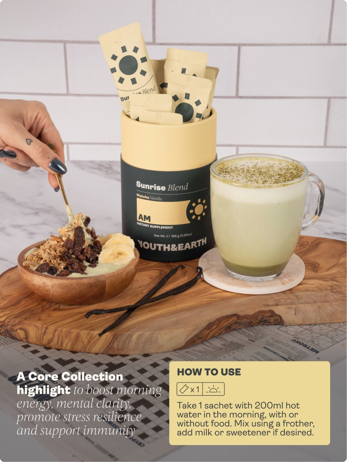 AM: Sunrise Blend, Vanilla Matcha - youthandearth -