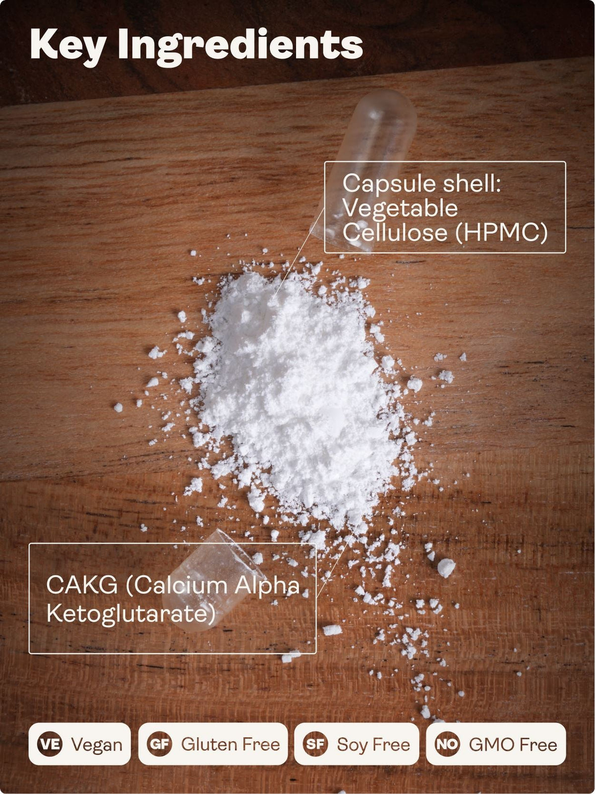 Calcium Alpha Keto-Glutarate (AKG) 500mg x 60 Capsules - youthandearth - Calcium Alpha Keto-Gluterate