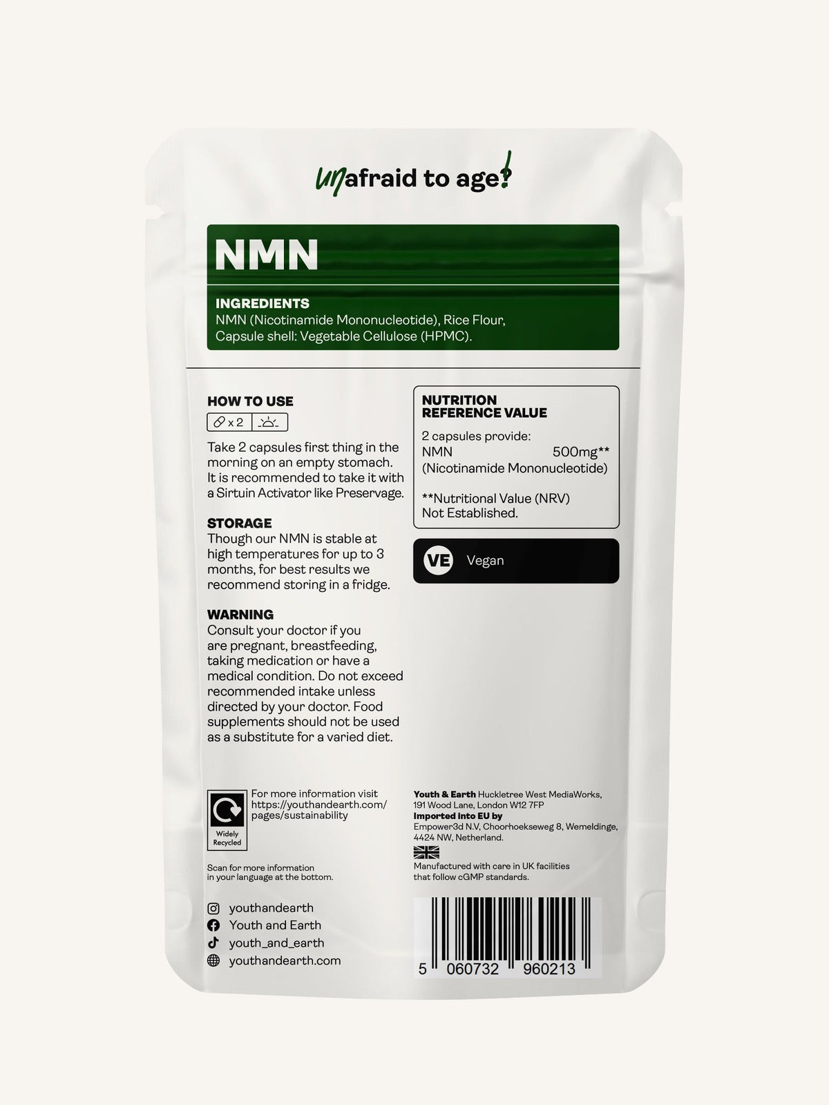 NMN Supplement - 60 Capsules - youthandearth -