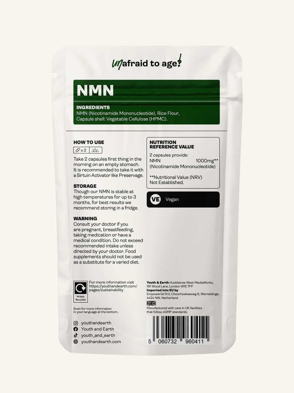 NMN Supplement - 60 Capsules - youthandearth -