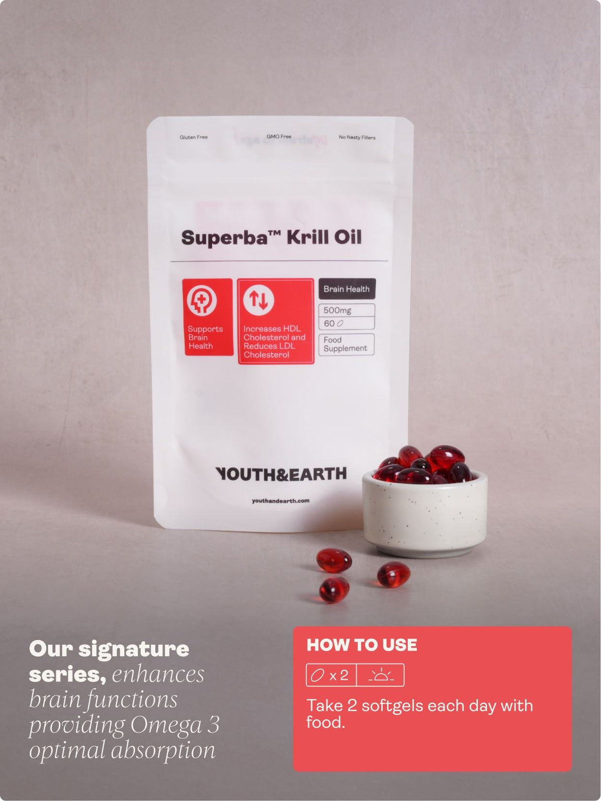 Superba ™ Krill Oil – 500mg, 60 Softgels - youthandearth - Brain Health
