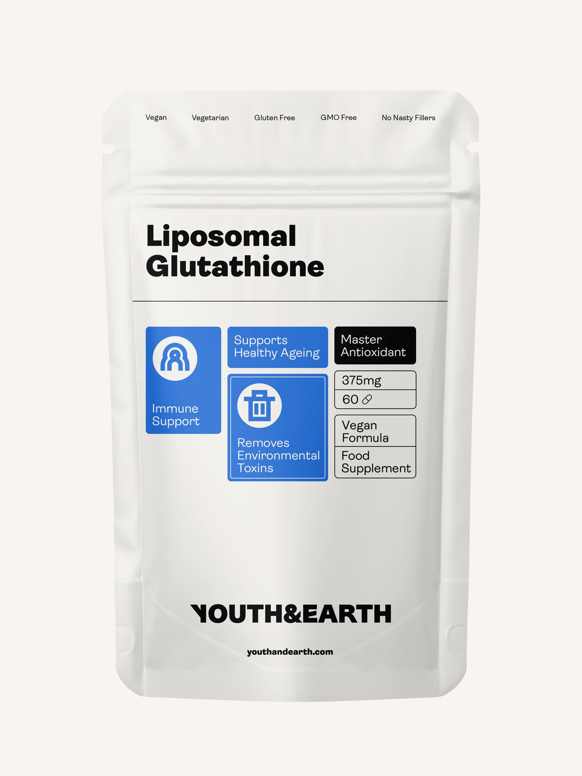 Liposomal Glutathione – 375mg, 60 Capsules - youthandearth - Skin &amp; Hair