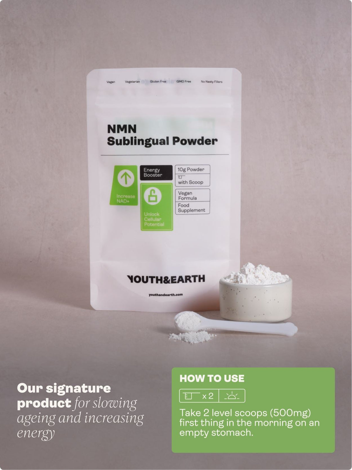 NMN Nicotinamide Mononucleotide Sublingual Powder - youthandearth - 